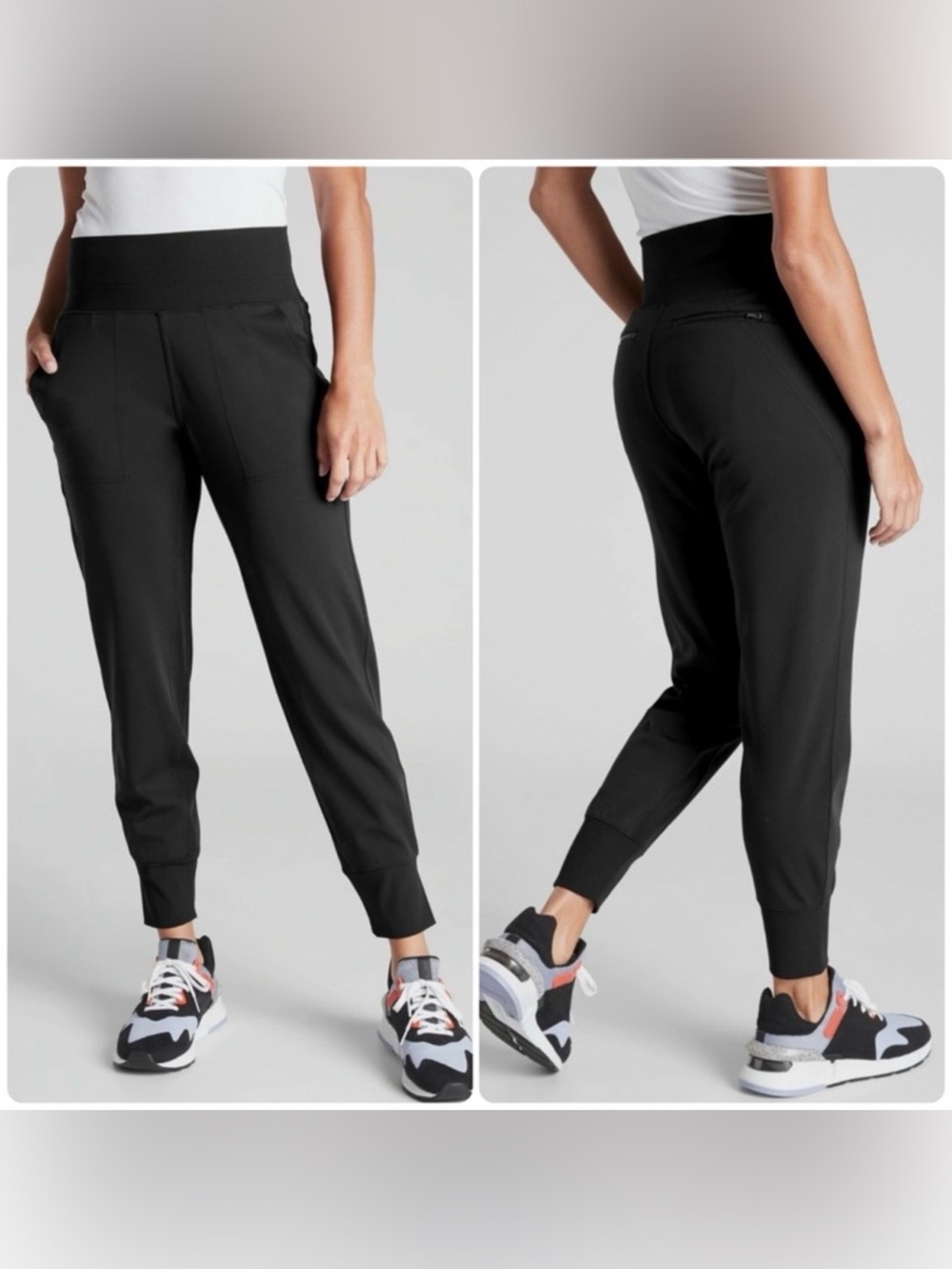 Athleta Black SCULPTEK Venice Mid Rise Athletic Jogger Pants NWOT M